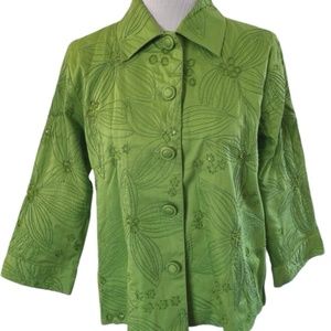 Chico’s Lime Green Embellished Jacket Sz 0 BNWOT